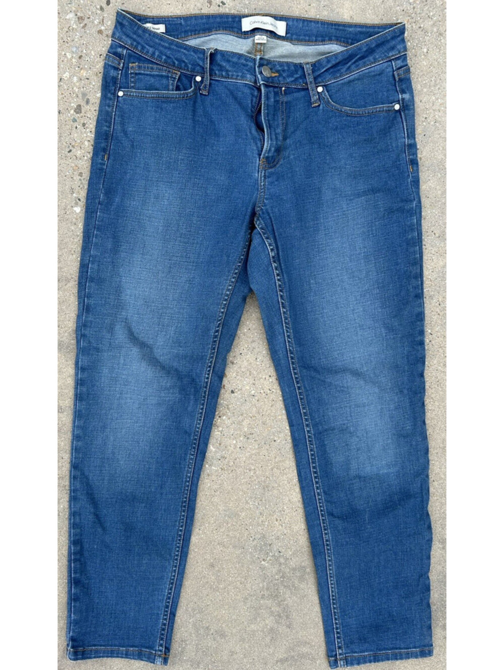 Calvin Klein Jeans Ankle Skinny Women's 12 Blue Denim Thigh Fade Medium Wash